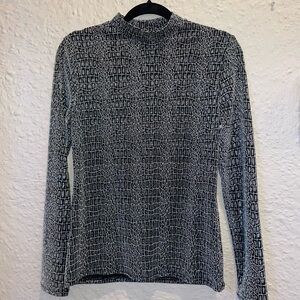 Monochrome Patterned Long sleeve Blouse- NWT